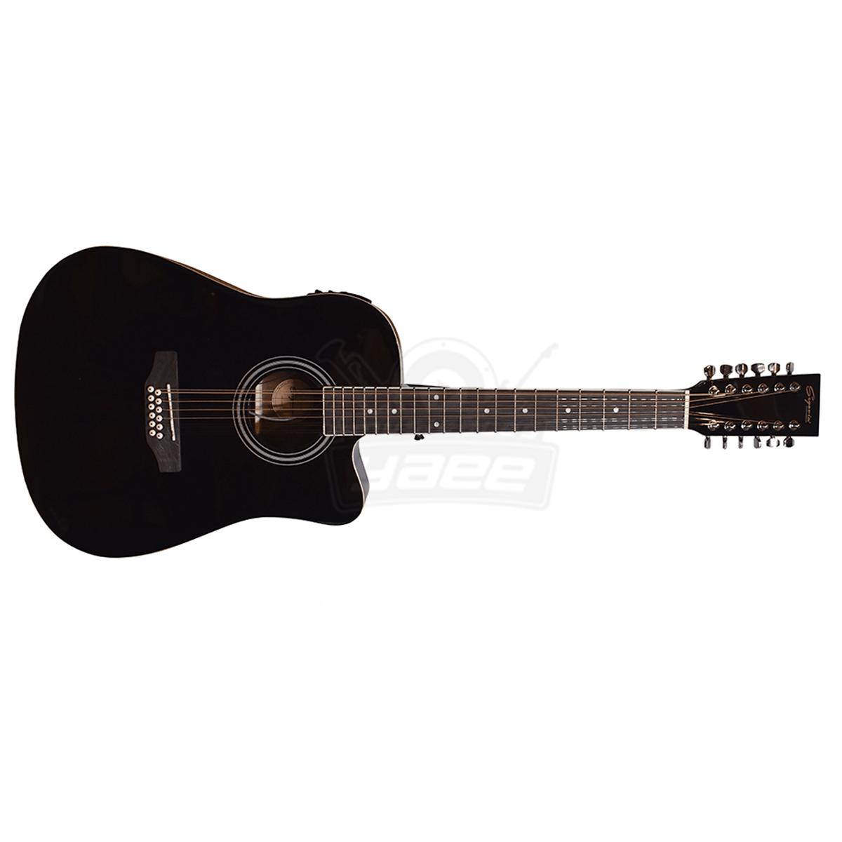 GUITARRA DOCEROLA SEGOVIA ELECTRO ACUSTICA C/AFINADOR NEGRA 12 CUERDAS